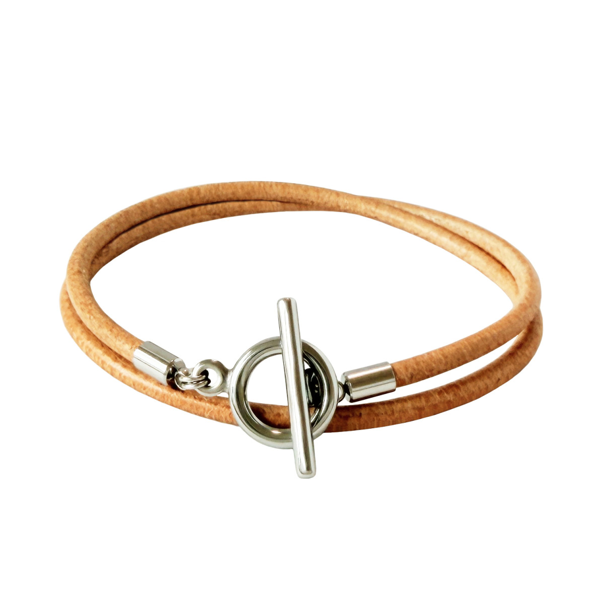 Mantel Leather Bracelet   Beige