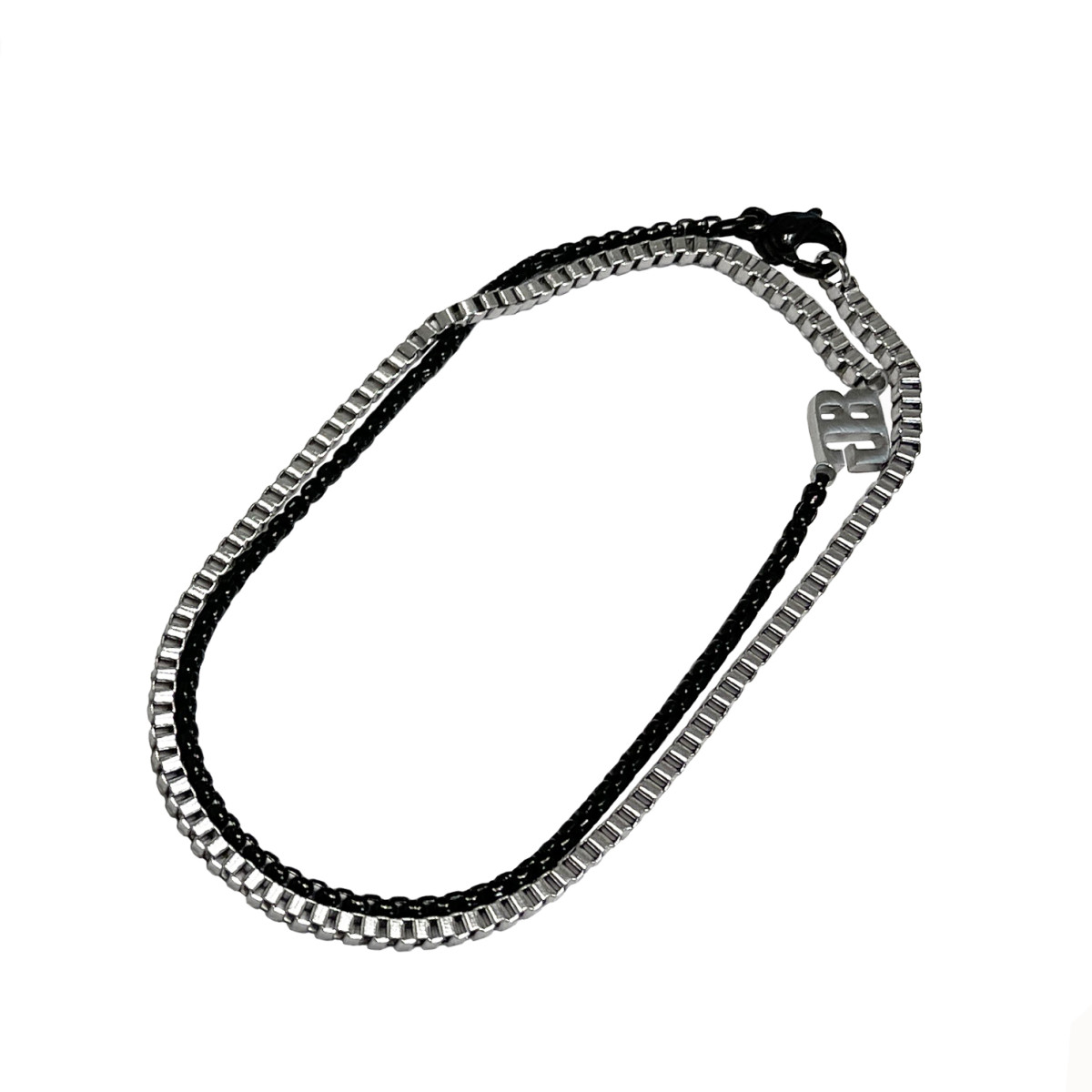 Mixed Chain Double Layer Braceret  Black