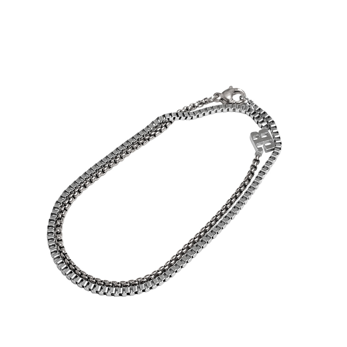 Mixed Chain Double Layer Braceret  White